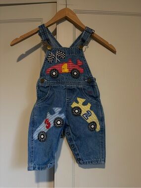 Vintage Toddler Marsha Car Appliqué Overalls